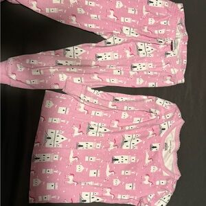 Janie and Jack Pink Castle Unicorn Pajama Set